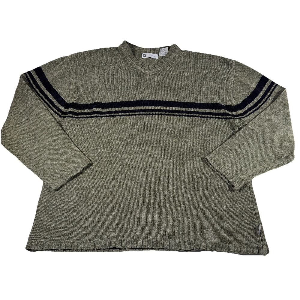 Vintage Y2K XG Xtreme Gear Sweater Long Sleeve Size Large Striped Skater Grunge
